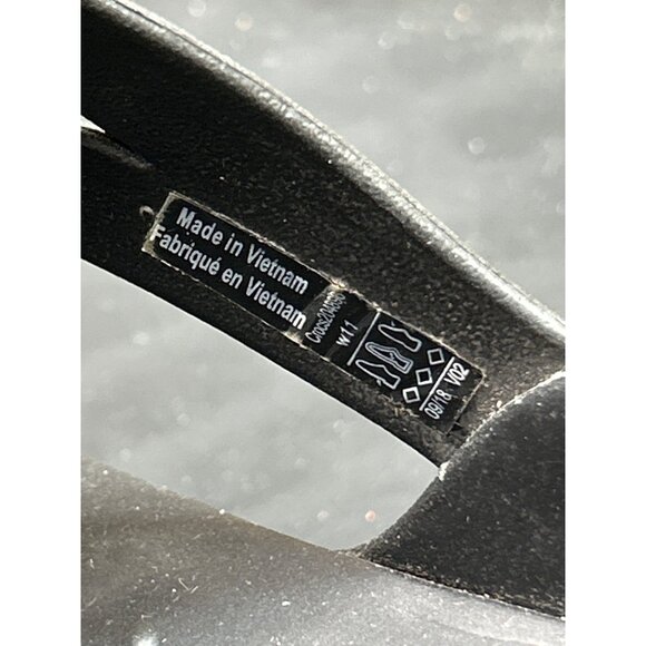 Womens Crocs Wedge Sandals Metallic Circle Detail Black Dual Comfort Size 11 - Picture 7 of 8